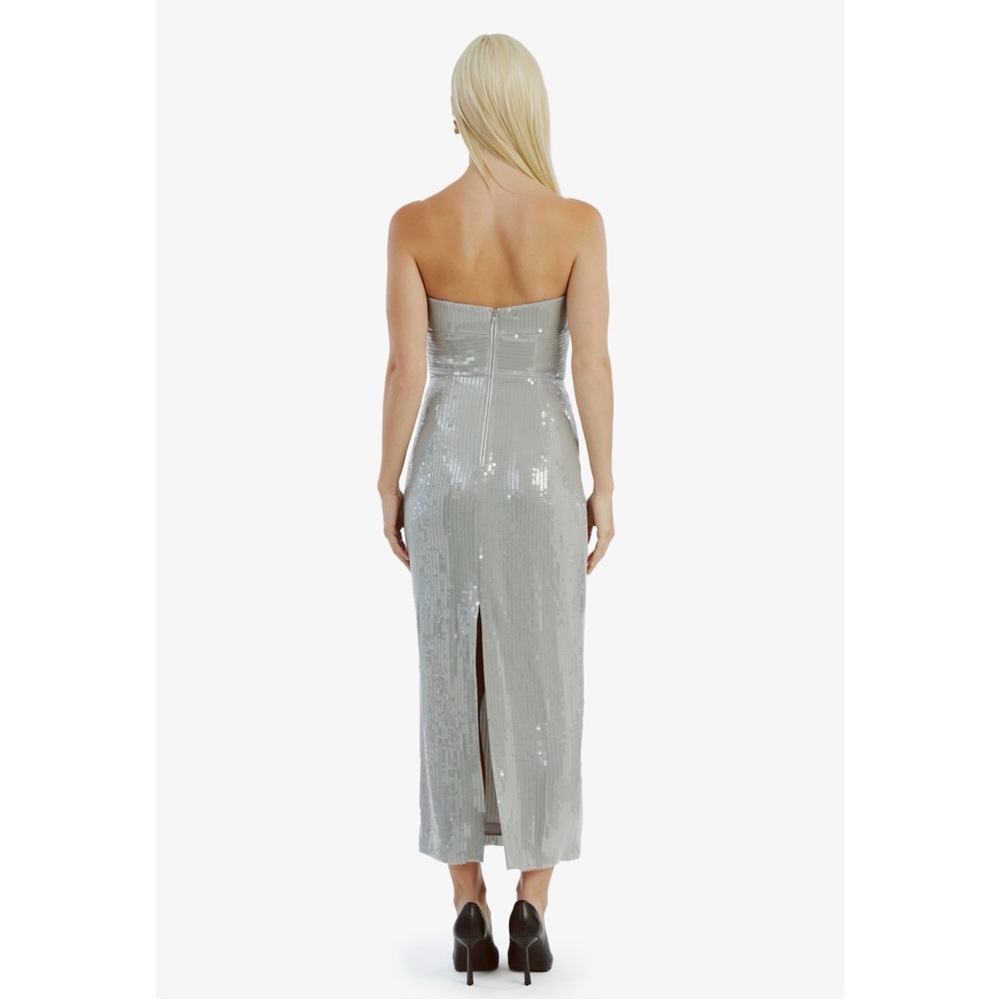 BARDOT NWT Cerise Sequin Strapless Midi Dress *Dove Grey 2 - Picture 4 of 16
